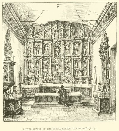 Capela Particular do Palácio Borgia, Gandia (gravura) de Henry William Brewer