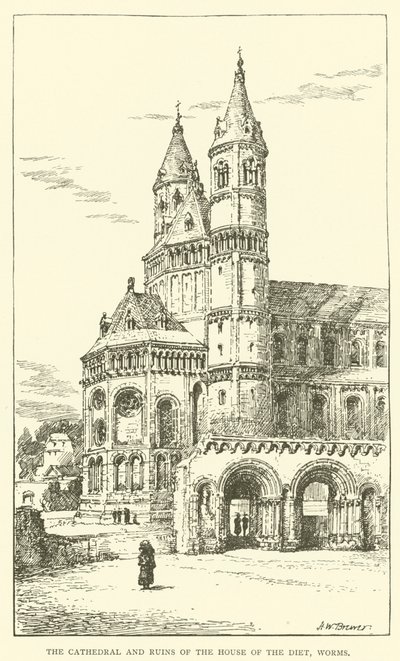 A Catedral e as Ruínas da Casa da Dieta, Minhocas (gravura) de Henry William Brewer