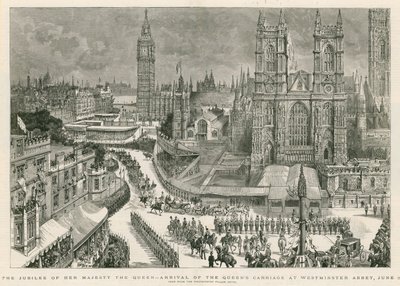 O Jubileu de Sua Majestade a Rainha - chegada da carruagem da Rainha na Abadia de Westminster de Henry William Brewer