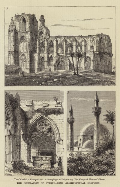 A ocupação de Chipre, alguns esboços arquitetônicos de Henry William Brewer