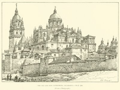 As Catedrais Velha e Nova, Salamanca (gravura) de Henry William Brewer