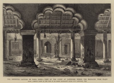 A captura relatada de Nana Sahib, vista da corte em Cawnpore onde ocorreu o massacre de Henry William Brewer