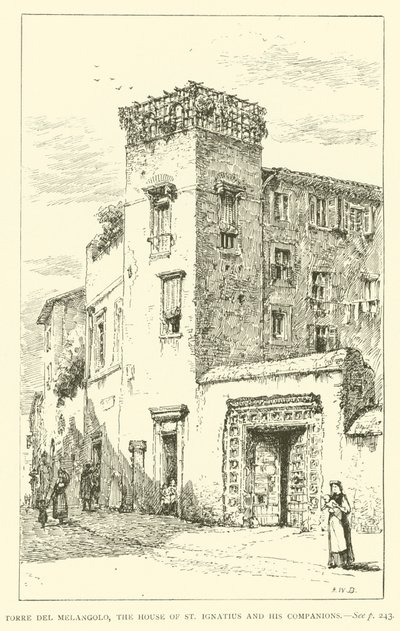 Torre del Melangolo, a casa de Santo Inácio e seus companheiros (gravura) de Henry William Brewer