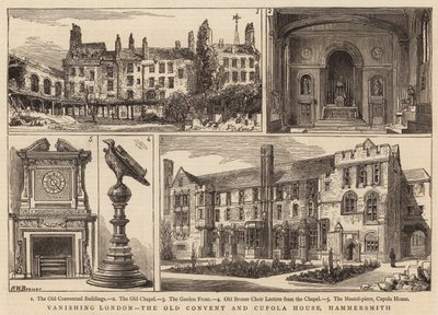 Londres desaparecendo, o antigo convento e casa de cúpula, Hammersmith de Henry William Brewer