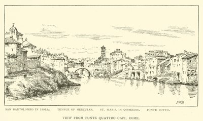 Vista de Ponte Quattro Capi, Roma (gravura) de Henry William Brewer