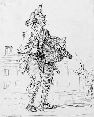 Estudo de um gritador de rua com um burro de Henry William Bunbury
