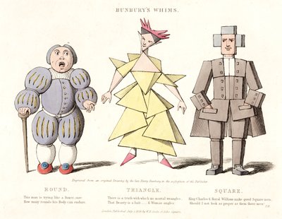 Rodada, Triângulo e Quadrado, de Bunburys Whims, 1828 de Henry William after Bunbury