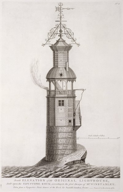 Farol de Edystone gravado por Henry Roberts (fl.1761), 1761 de Henry Winstanley