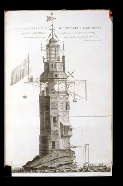 Farol de Edystone gravado por Henry Roberts (fl.1762), 1762 de Henry Winstanley