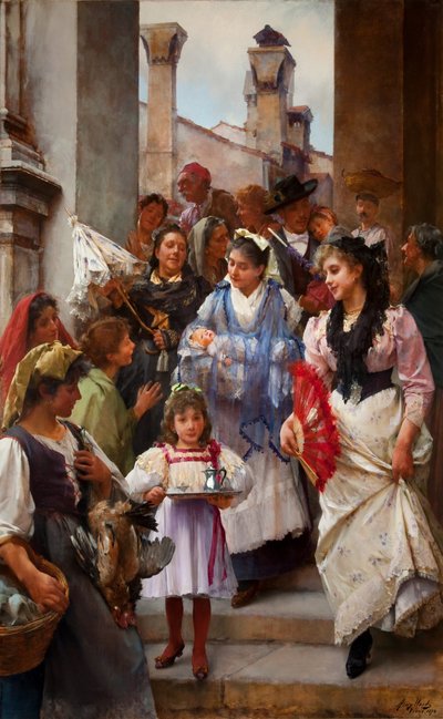 Um partido de batismo veneziano, 1896 óleo sobre tela de Henry Woods