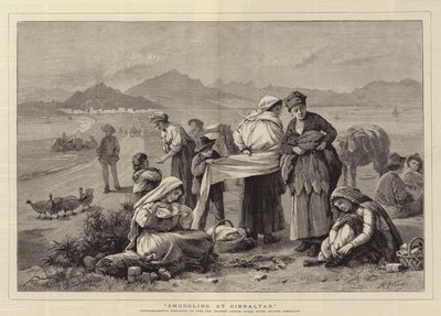 Contrabando em Gibraltar, contrabandistas que se preparam para passar a Alfândega Espanhola depois de sair de Gibraltar de Henry Woods