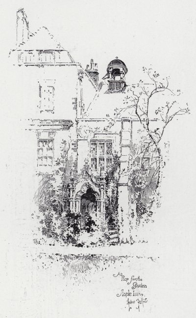A Peep from the Garden, Staple Inn (gravura) de Herbert (after) Railton
