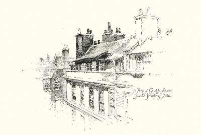 A Peep of Gough Square, Londres, do Dr. Johnsons Attic (litho) de Herbert (after) Railton