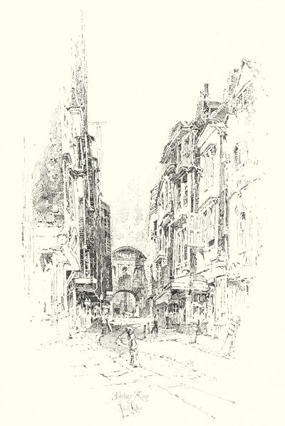 Butcher Row, Londres (litho) de Herbert (after) Railton
