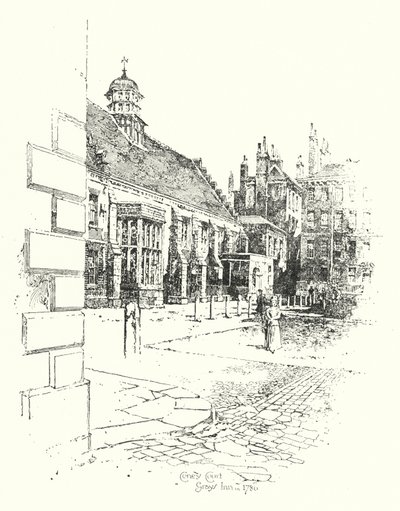 Coney Court, Grays Inn, em 1780 (litho) de Herbert (after) Railton