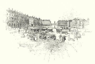 Covent Garden do Pórtico da Igreja de St Pauls, Londres, em 1749 (litho) de Herbert (after) Railton