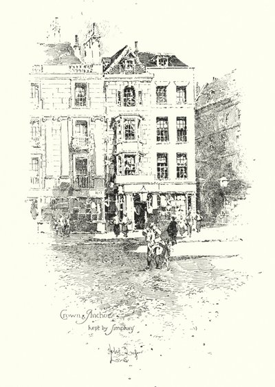 Coroa e Âncora, mantido por Thomas Simpkin, The Strand, Londres (litho) de Herbert (after) Railton