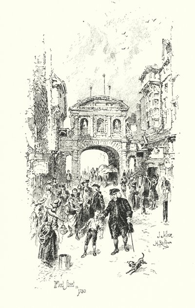 Dr. Johnson, Fleet Street, Londres, em 1780 (litho) de Herbert (after) Railton