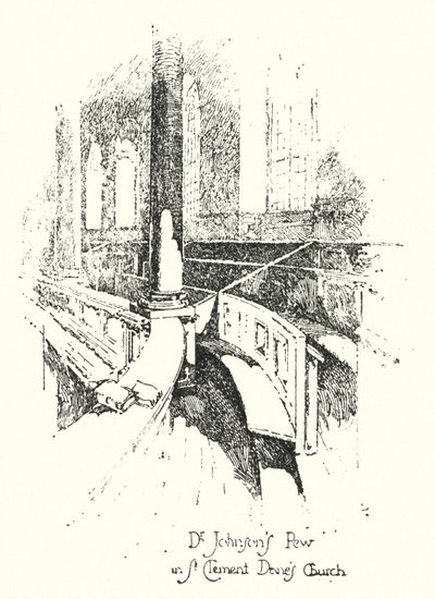 Dr Johnsons Pew, Igreja St Clement Danes, Londres (litho) de Herbert (after) Railton