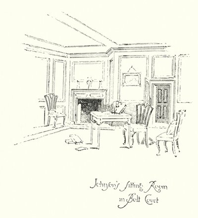 Dr. Johnsons Sitting Room in Bolt Court, Londres (litho) de Herbert (after) Railton