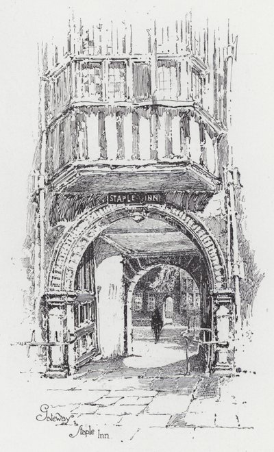 Porta de entrada para a Staple Inn (gravação) de Herbert (after) Railton