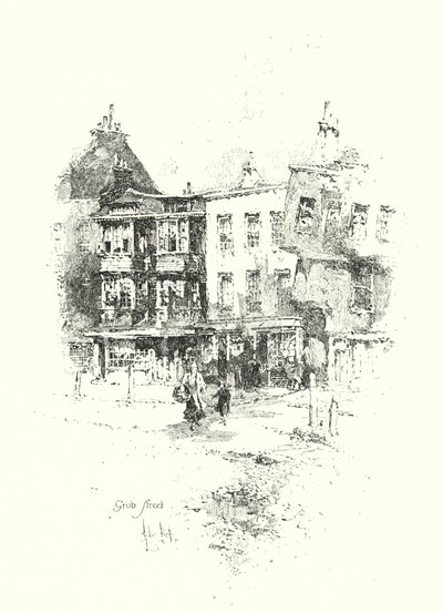 Grub Street, Londres (litho) de Herbert (after) Railton
