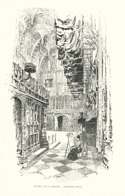 Capela de Henrique VII, vista para oeste (litografia) de Herbert (after) Railton