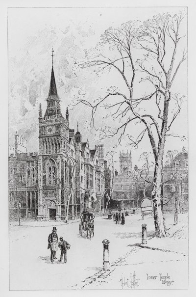 Biblioteca do Templo Interior (gravura) de Herbert (after) Railton