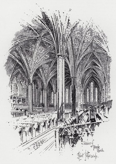Interior da Igreja do Templo (gravura) de Herbert (after) Railton