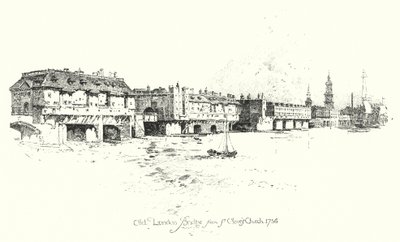 Velha Ponte de Londres, da Igreja de St Olaves de Herbert (after) Railton