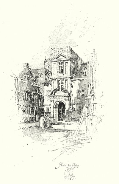 Pembroke College, Oxford (litho) de Herbert (after) Railton