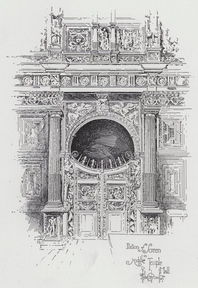 Porção de Tela no Salão do Templo Médio (gravura) de Herbert (after) Railton