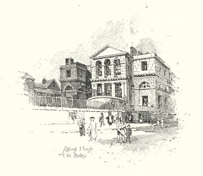 Sessions House, Old Bailey, Londres (litho) de Herbert (after) Railton