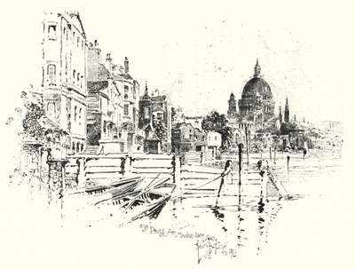 Catedral de St Pauls, Londres, a partir da escadaria Maiden Lane (litho) de Herbert (after) Railton