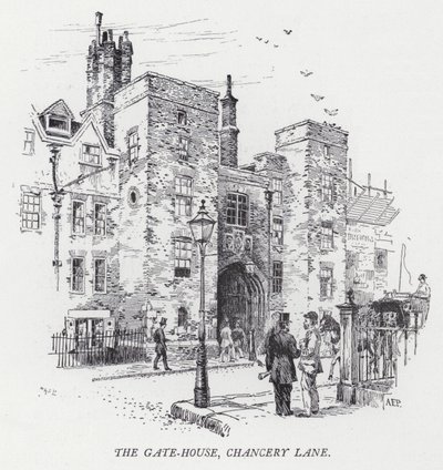 The Gate-House, Chancery Lane (gravura) de Herbert (after) Railton