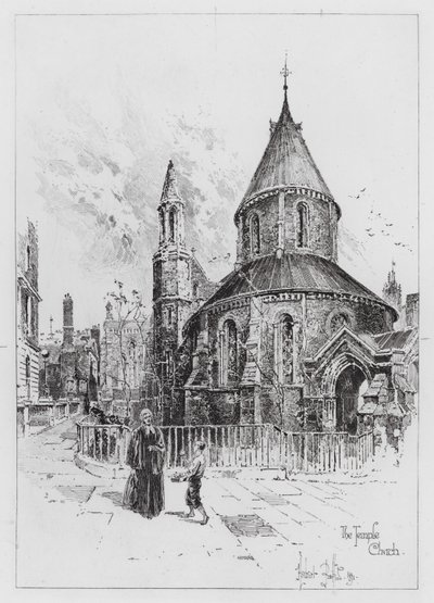 A Igreja do Templo (gravura) de Herbert (after) Railton