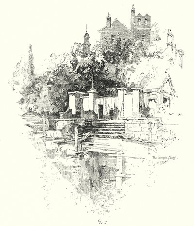 As Escadas do Templo, Londres, em 1790 (litho) de Herbert (after) Railton