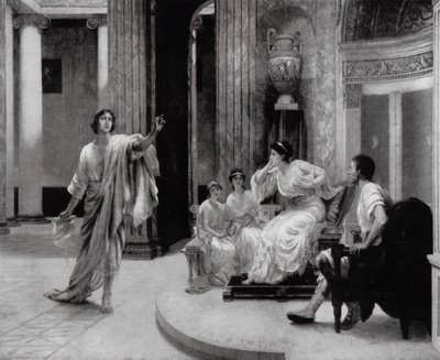 O poeta romano Virgílio declamando à imperatriz Octávia o seu marido sobre a morte de seu filho, Marcelo (litho) de Herbert (after) Sidney