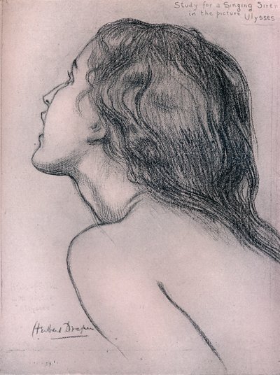 Estudo para uma sirene de canto, c1909 de Herbert James Draper