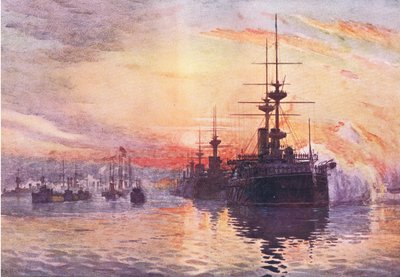 Rainha Victorias última viagem 1901 1 de fevereiro, ilustração fromCassells história da Inglaterra, de 1900 de Herbert Kerr Rooke
