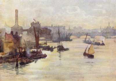 Tarde de Outono, de Southwark Bridge (cor litho) de Herbert Menzies (after) Marshall