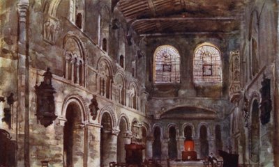 Interior de São Bartolomeu antes da restauração (cor litho) de Herbert Menzies (after) Marshall