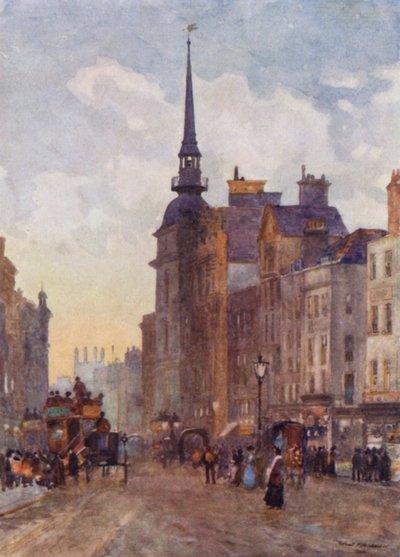 Olhando para Ludgate Hill a partir dos Degraus de São Paulo (cor litho) de Herbert Menzies (after) Marshall