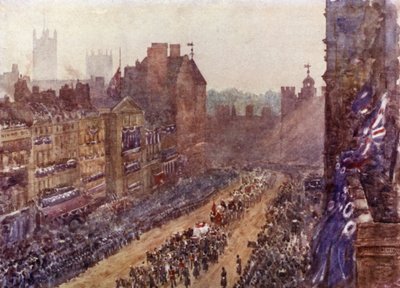 Funeral da Rainha Vitória, 2 de Fevereiro de 1901 (cor litho) de Herbert Menzies (after) Marshall