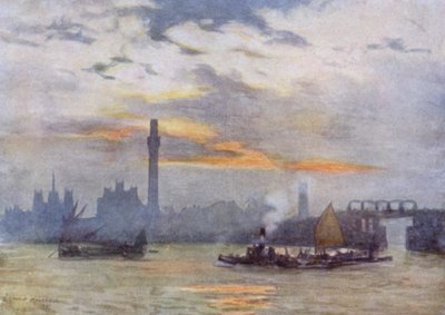 Nascer do sol em Lambeth (cor litho) de Herbert Menzies (after) Marshall