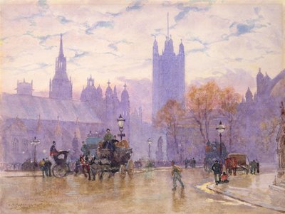 Manhã na Praça do Parlamento, 1889 (wc no papel) (par de 26735) de Herbert Menzies Marshall