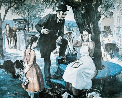 O vendedor de óculos no final de 1800, anunciando para a American Optical Company de Herbert Morton Stoops