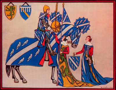 Sir Geoffrey Luttrell, sua esposa e nora, c1340, 1926 de Herbert Norris