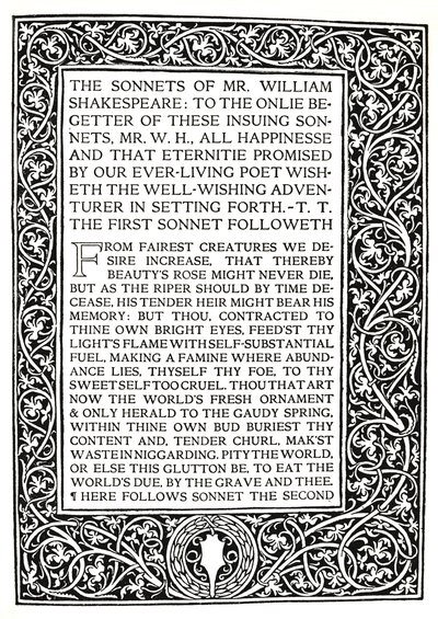 Riccardi Press: Página de Sonnets of Shakespeare, c.1914 de Herbert Percy Horne