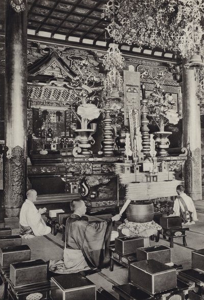 Japão na década de 1920: Omori, Templo Ikegami (Budista) (foto a p/b) de Herbert Ponting